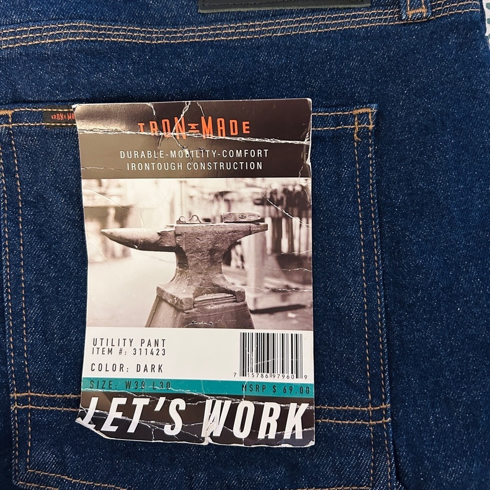 IRON MADE Utility Work Jeans 42x31 Dark Wash Carpenter Pants NWT MSRP $69 - Picture 6 of 7